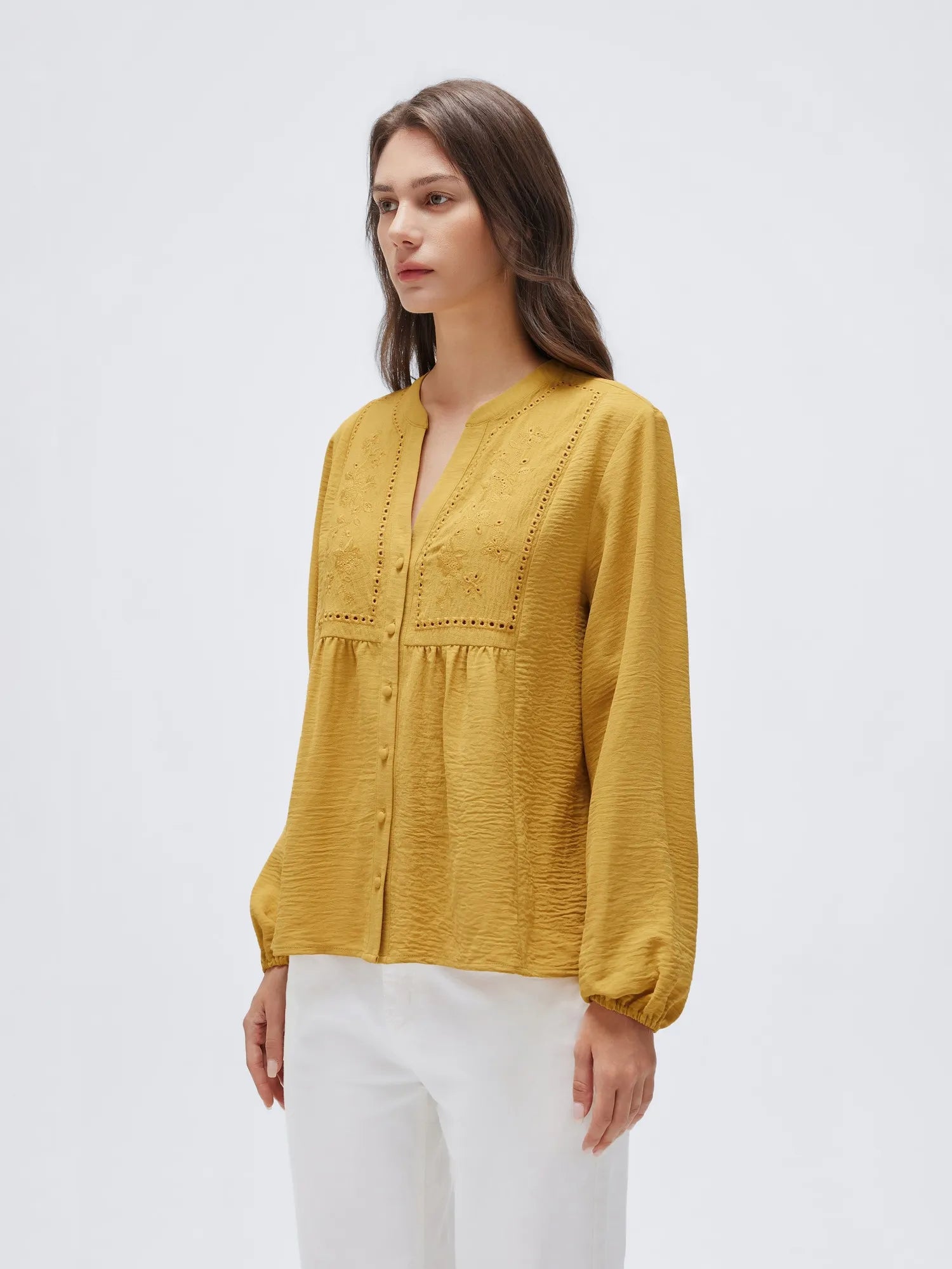 Button Down Boho Top - Long Sleeve-SUUKSESS-Yellow-XS-SUUKSESS
