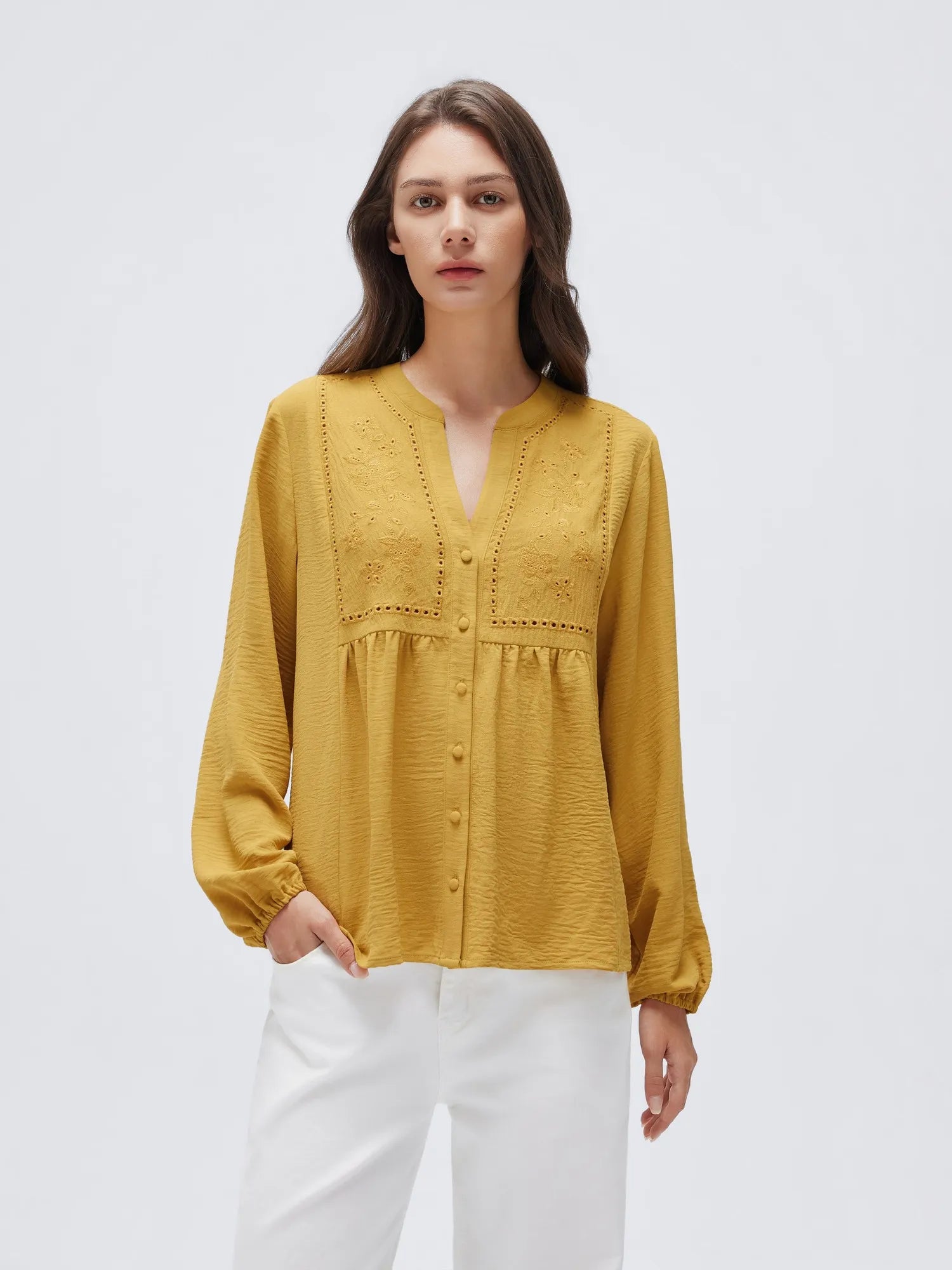 Button Down Boho Top - Long Sleeve-SUUKSESS-SUUKSESS