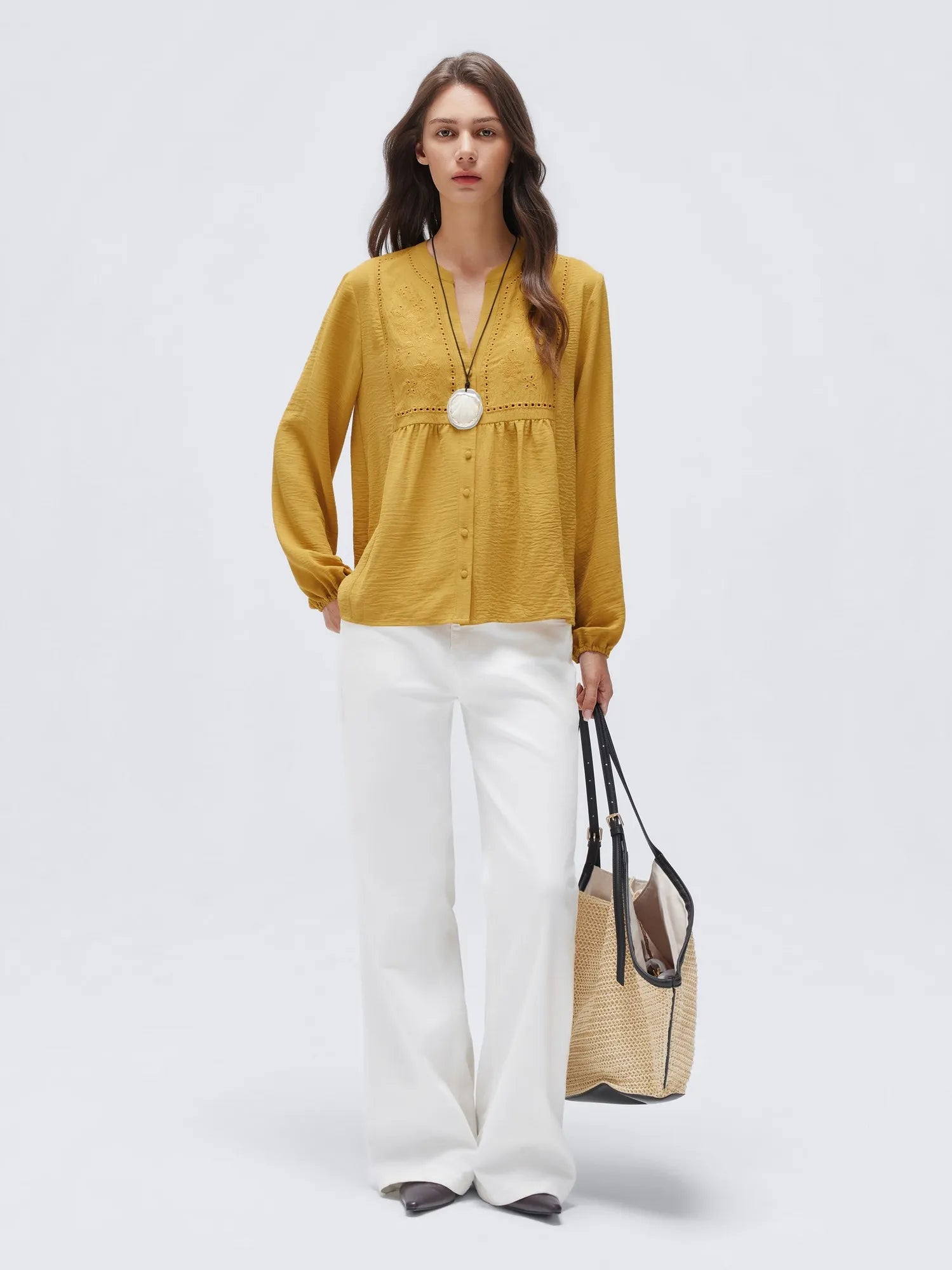 Button Down Boho Top - Long Sleeve-SUUKSESS-SUUKSESS