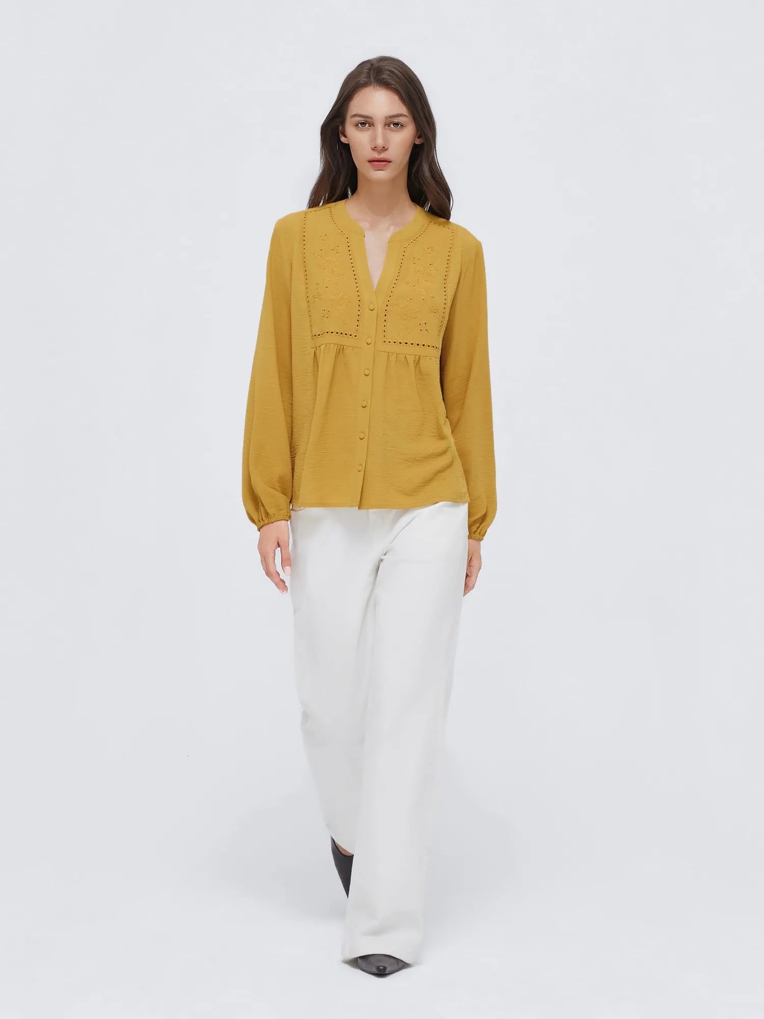 Button Down Boho Top - Long Sleeve-SUUKSESS-SUUKSESS