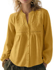 Button Down Boho Top - Long Sleeve-SUUKSESS-SUUKSESS