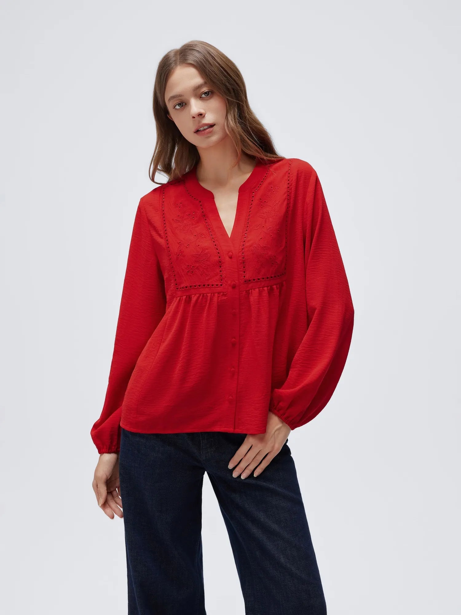 Button Down Boho Top - Long Sleeve-SUUKSESS-SUUKSESS