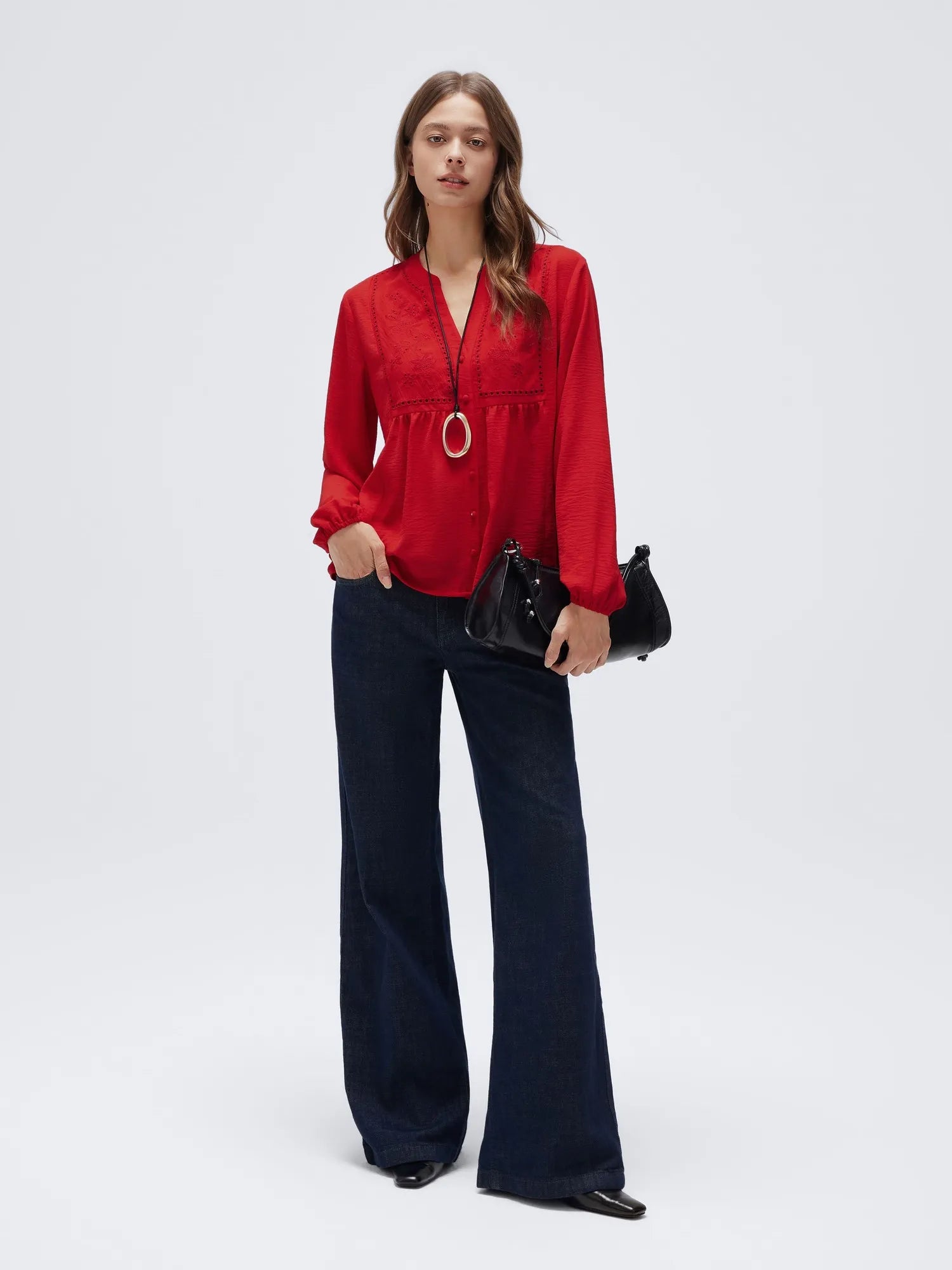 Button Down Boho Top - Long Sleeve-SUUKSESS-SUUKSESS