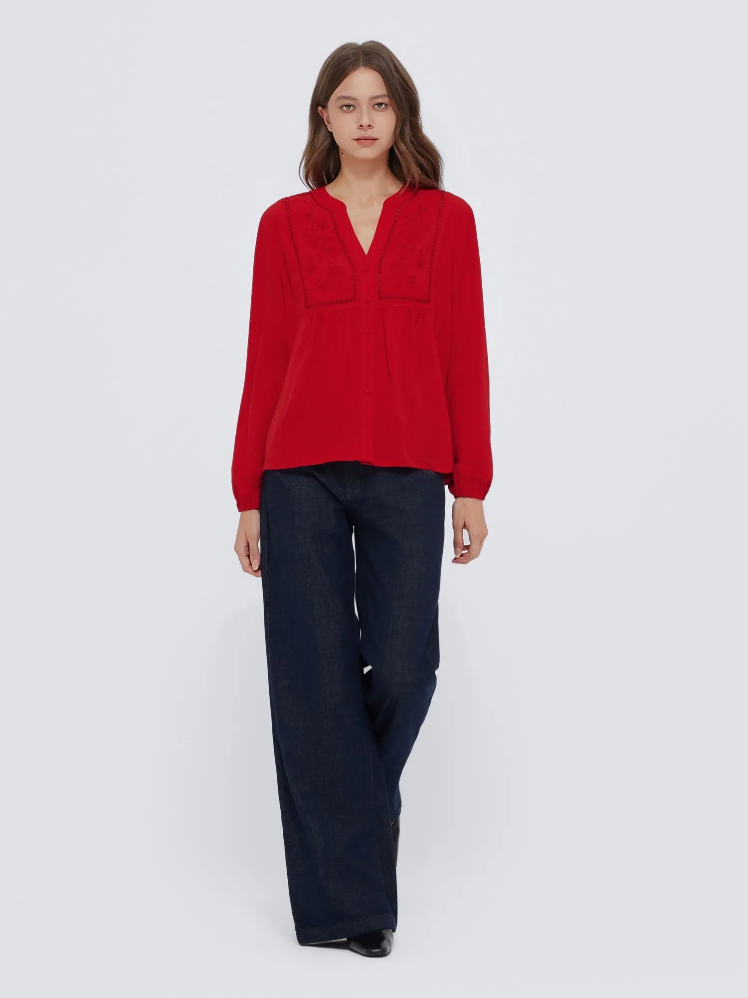 Button Down Boho Top - Long Sleeve-SUUKSESS-SUUKSESS