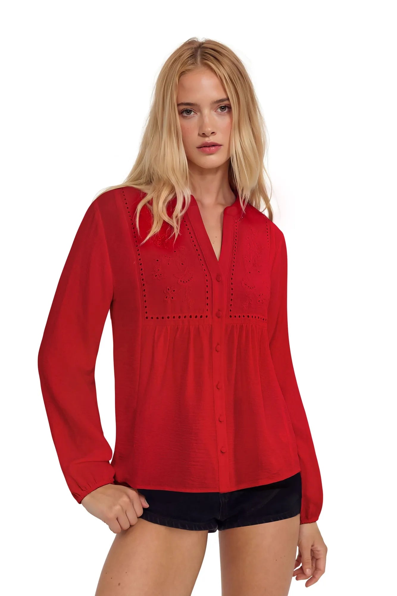 Button Down Boho Top - Long Sleeve-SUUKSESS-SUUKSESS