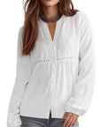 Button Down Boho Top - Long Sleeve-SUUKSESS-SUUKSESS