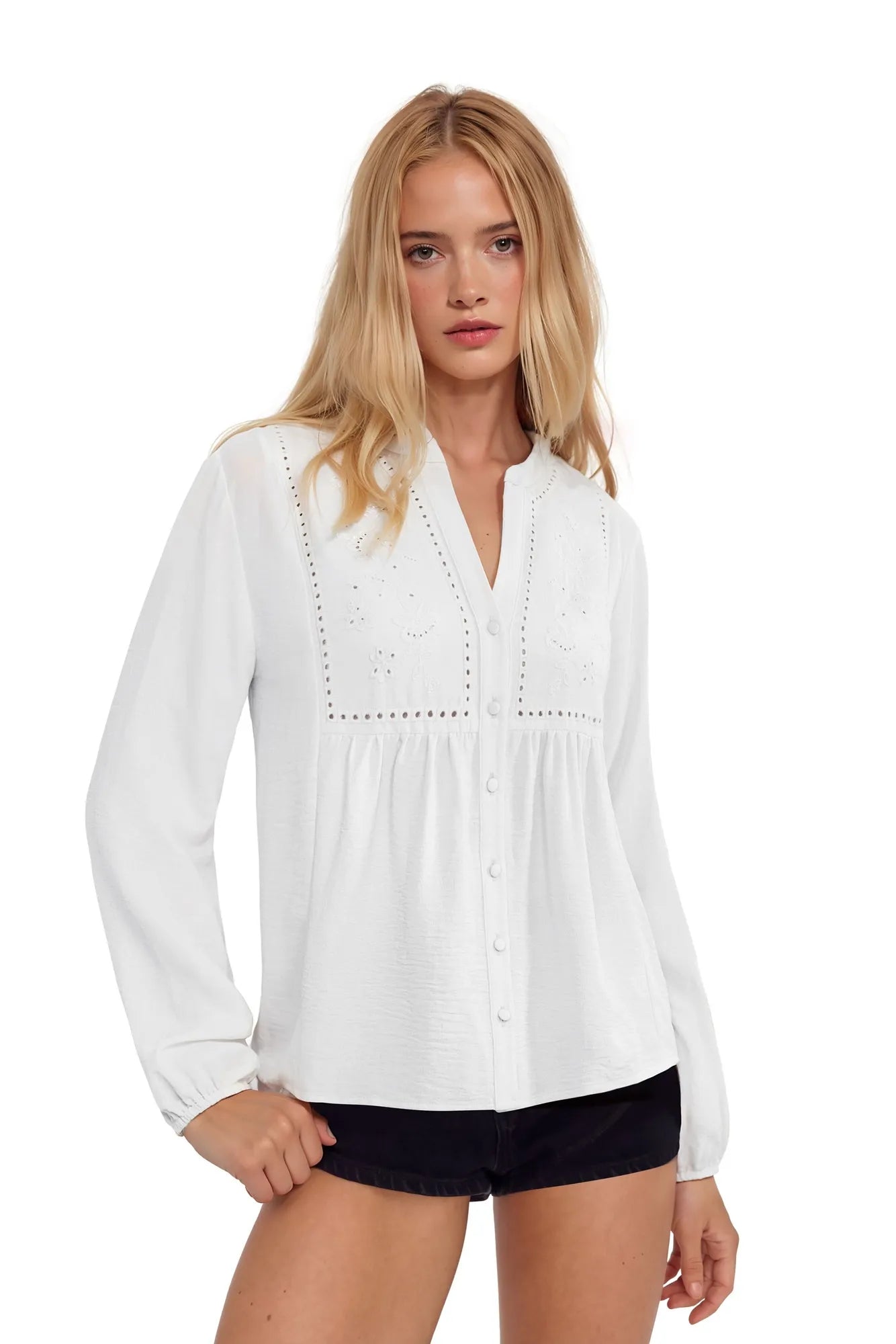 Button Down Boho Top - Long Sleeve-SUUKSESS-SUUKSESS