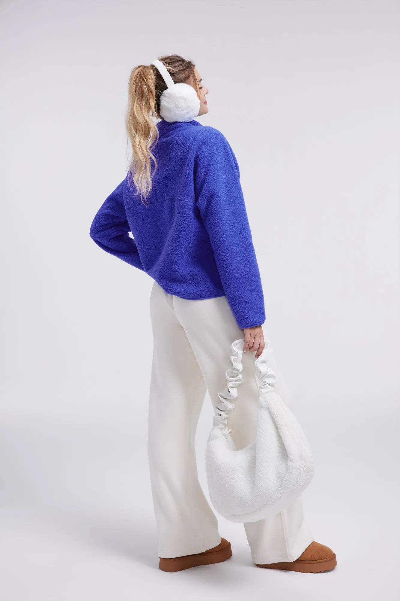 Quarter Zip Fleece Fuzzy Sherpa Jacket-SUUKSESS-SUUKSESS