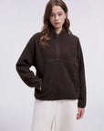 Quarter Zip Fleece Fuzzy Sherpa Jacket-SUUKSESS-SUUKSESS