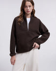 Quarter Zip Fleece Fuzzy Sherpa Jacket-SUUKSESS-SUUKSESS
