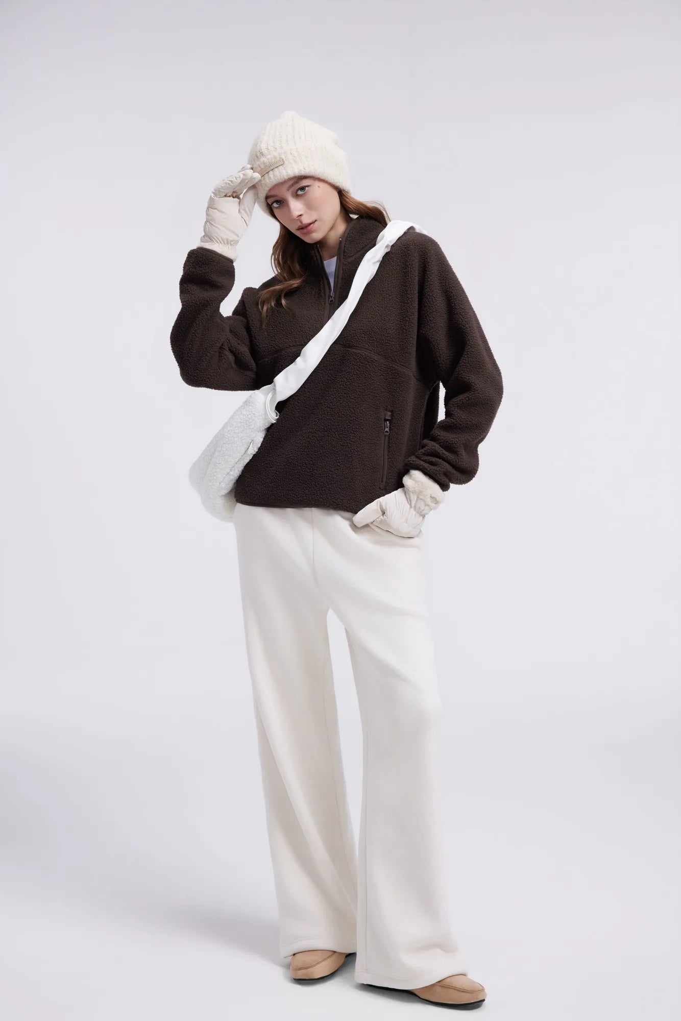 Quarter Zip Fleece Fuzzy Sherpa Jacket-SUUKSESS-SUUKSESS
