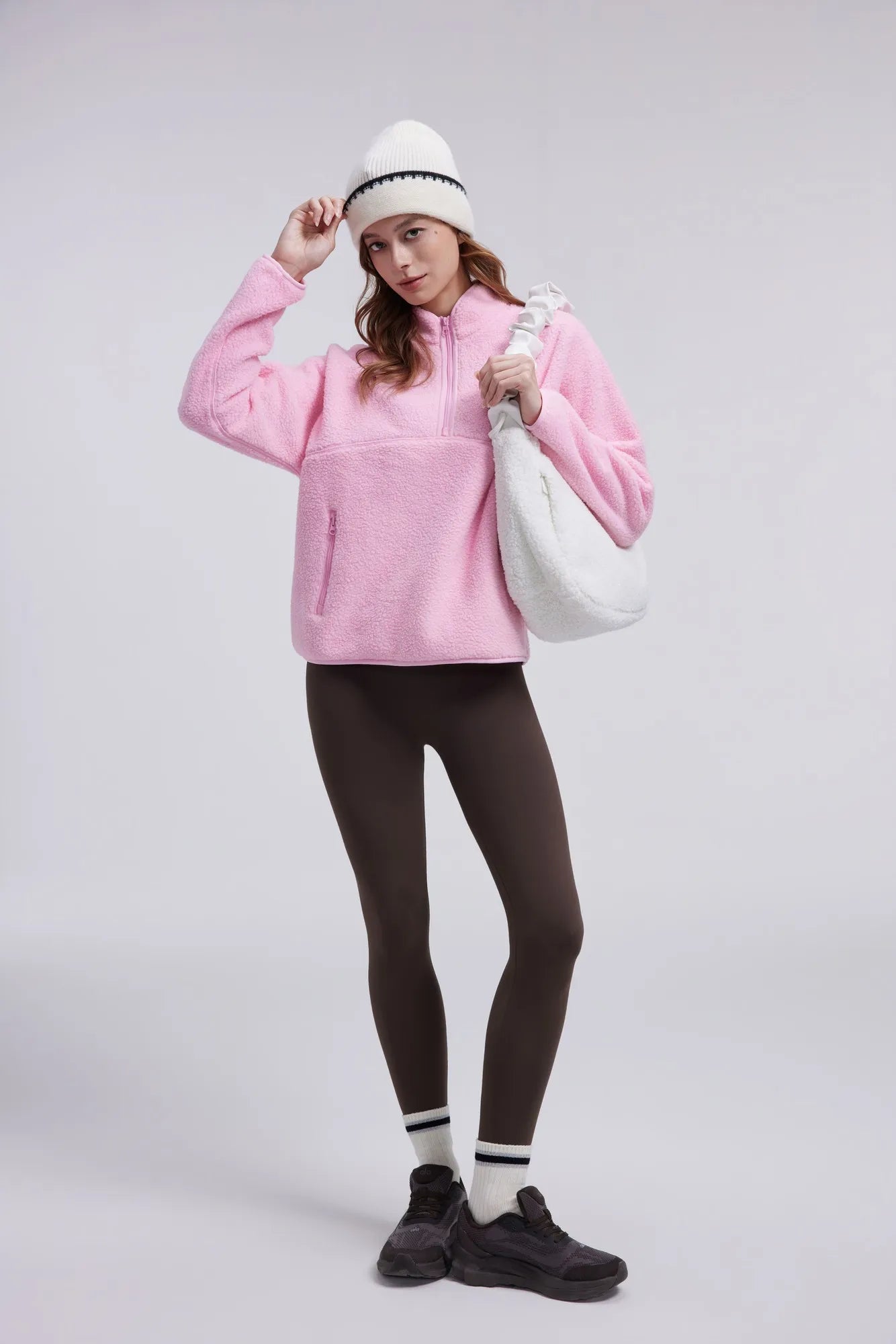Quarter Zip Fleece Fuzzy Sherpa Jacket-SUUKSESS-SUUKSESS