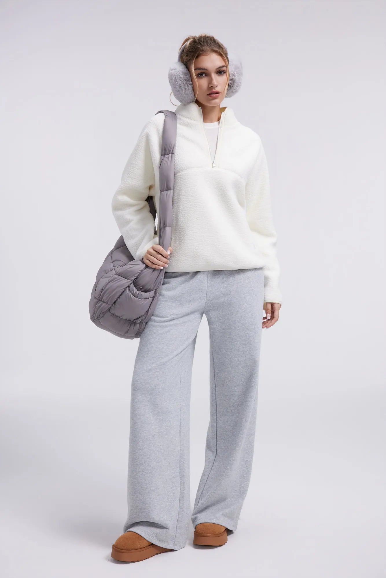 Quarter Zip Fleece Fuzzy Sherpa Jacket-SUUKSESS-SUUKSESS