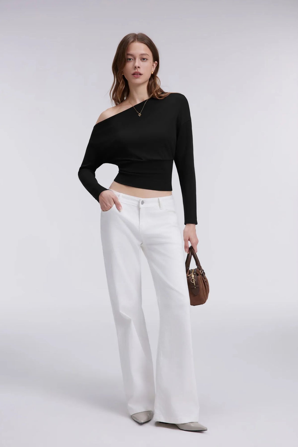 Cinched Waist Off the Shoulder Tops - Long Sleeve