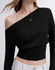 Cinched Waist Off the Shoulder Tops - Long Sleeve