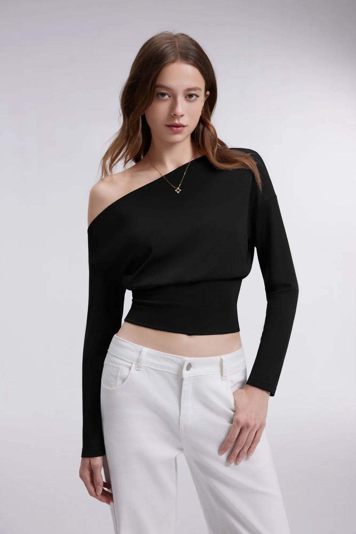 Cinched Waist Off the Shoulder Tops - Long Sleeve