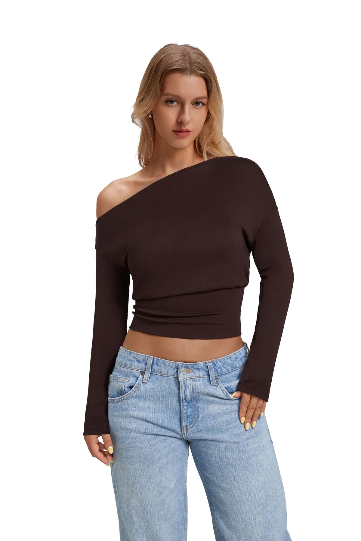 Cinched Waist Off the Shoulder Tops - Long Sleeve
