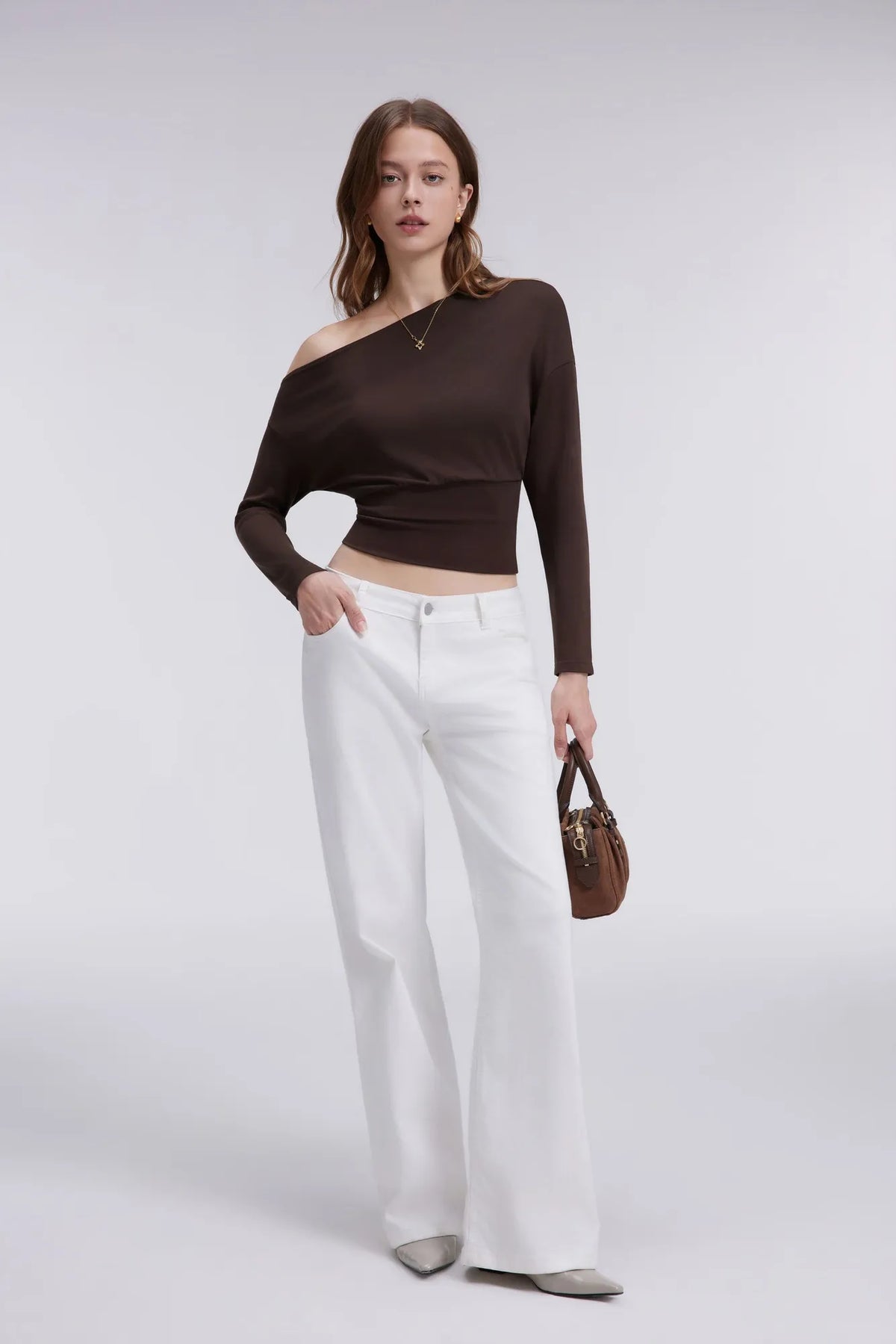 Cinched Waist Off the Shoulder Tops - Long Sleeve