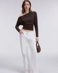 Cinched Waist Off the Shoulder Tops - Long Sleeve