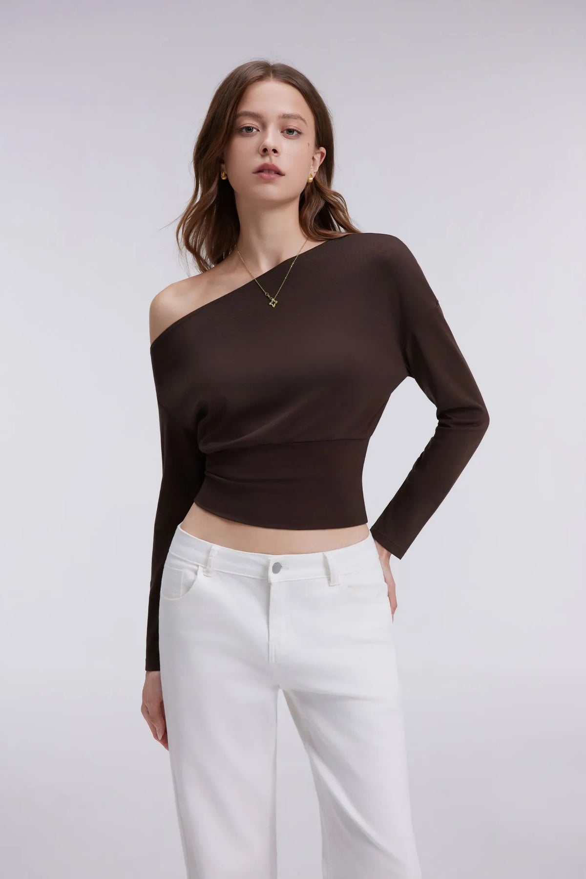 Cinched Waist Off the Shoulder Tops - Long Sleeve