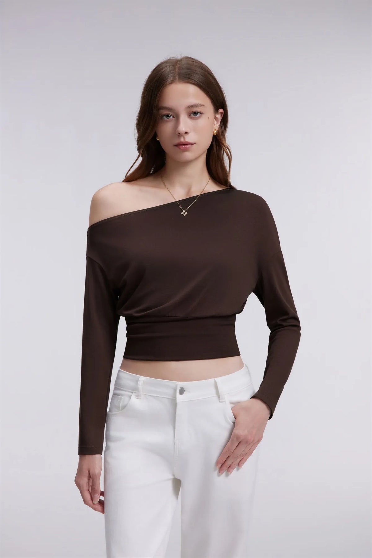 Cinched Waist Off the Shoulder Tops - Long Sleeve