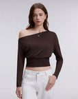 Cinched Waist Off the Shoulder Tops - Long Sleeve