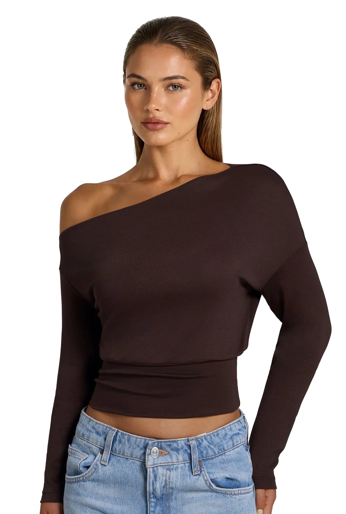 Cinched Waist Off the Shoulder Tops - Long Sleeve