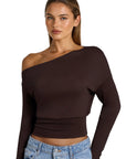 Cinched Waist Off the Shoulder Tops - Long Sleeve