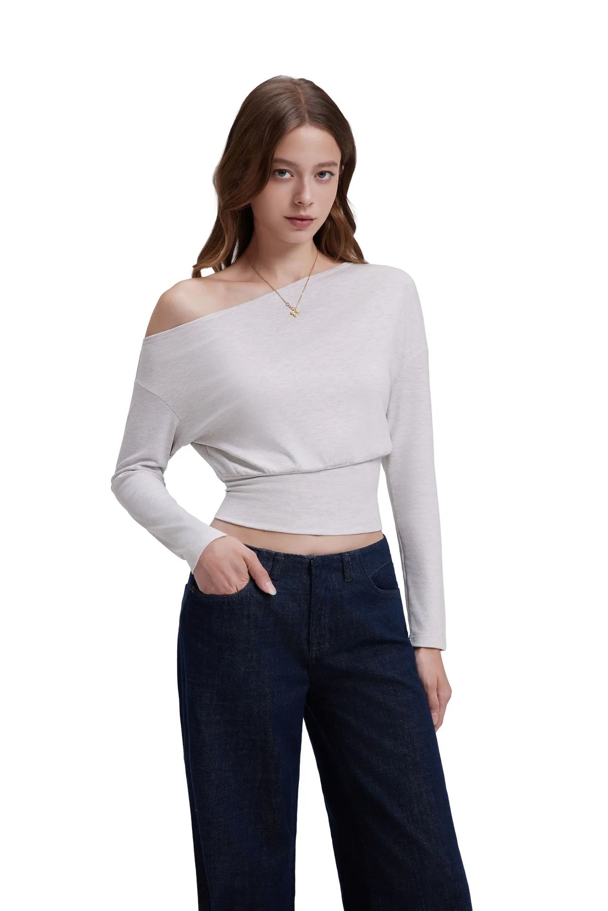 Cinched Waist Off the Shoulder Tops - Long Sleeve