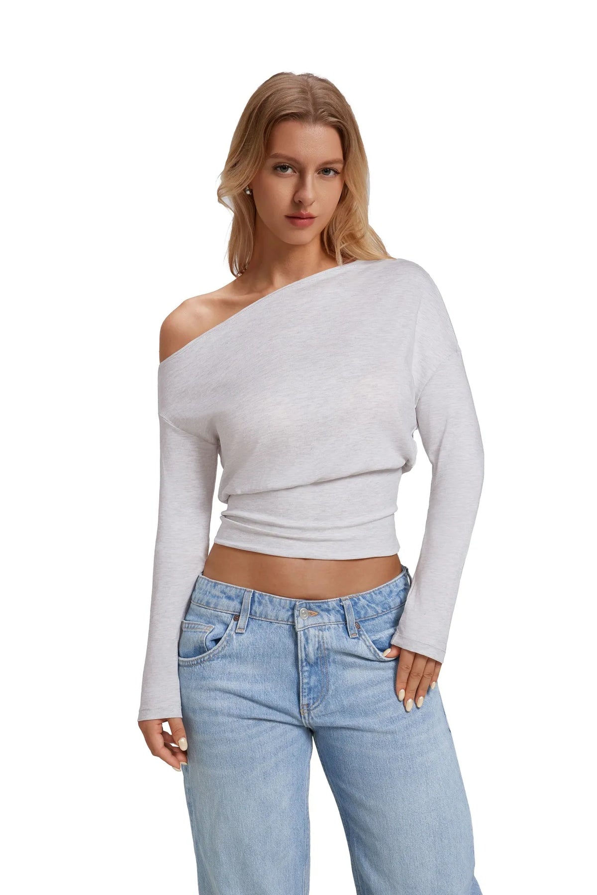 Cinched Waist Off the Shoulder Tops - Long Sleeve