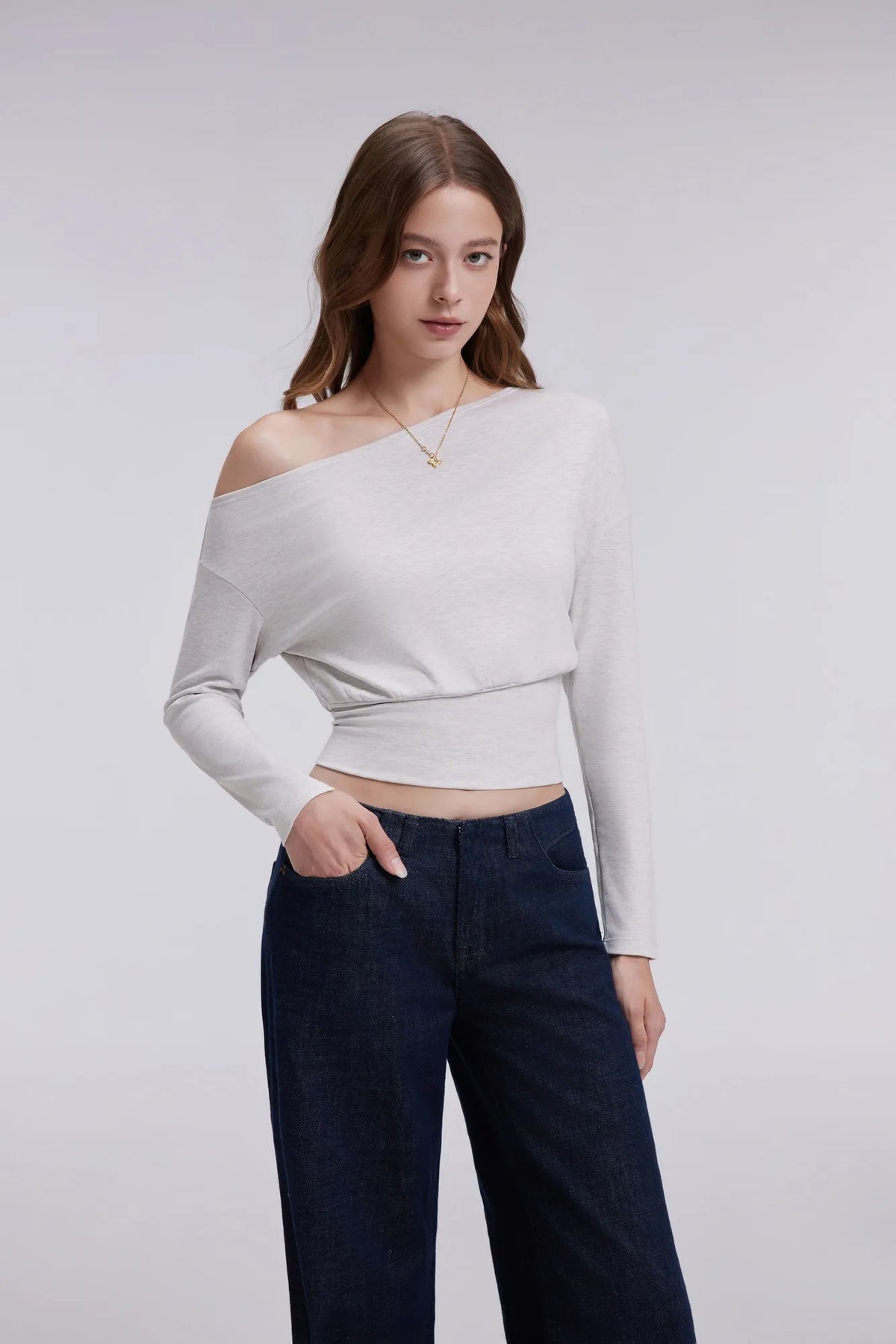 Cinched Waist Off the Shoulder Tops - Long Sleeve