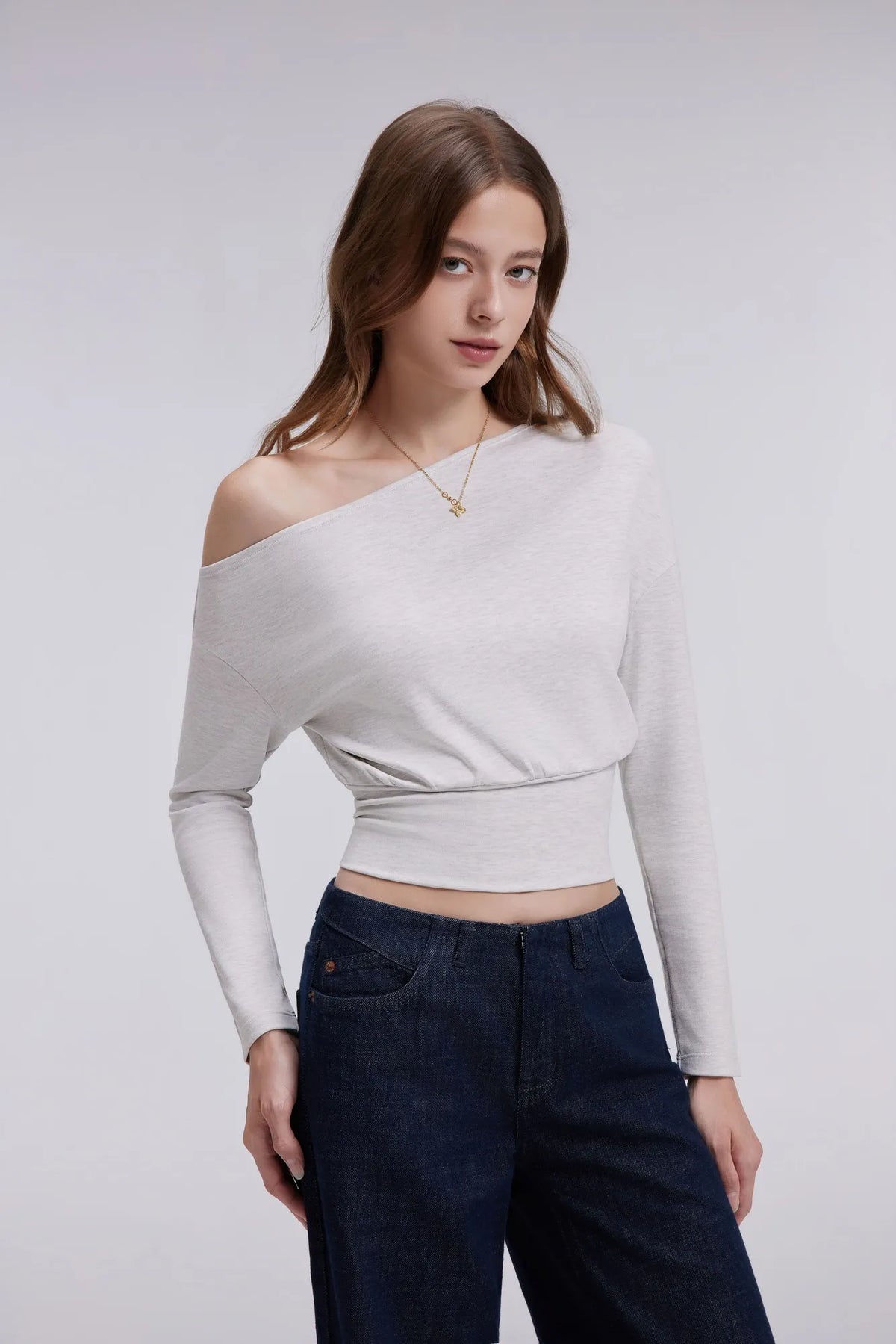 Cinched Waist Off the Shoulder Tops - Long Sleeve