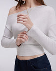 Cinched Waist Off the Shoulder Tops - Long Sleeve