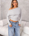 Cinched Waist Off the Shoulder Tops - Long Sleeve