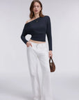 Cinched Waist Off the Shoulder Tops - Long Sleeve