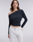 Cinched Waist Off the Shoulder Tops - Long Sleeve