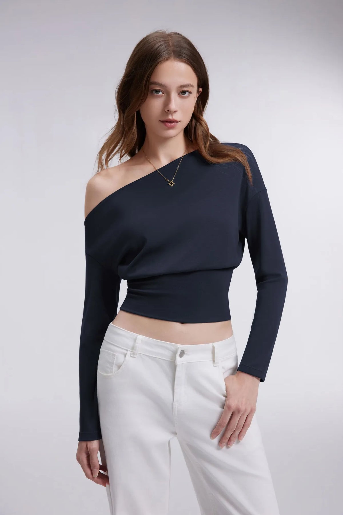 Cinched Waist Off the Shoulder Tops - Long Sleeve