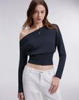 Cinched Waist Off the Shoulder Tops - Long Sleeve