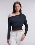 Cinched Waist Off the Shoulder Tops - Long Sleeve
