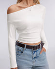 Cinched Waist Off the Shoulder Tops - Long Sleeve