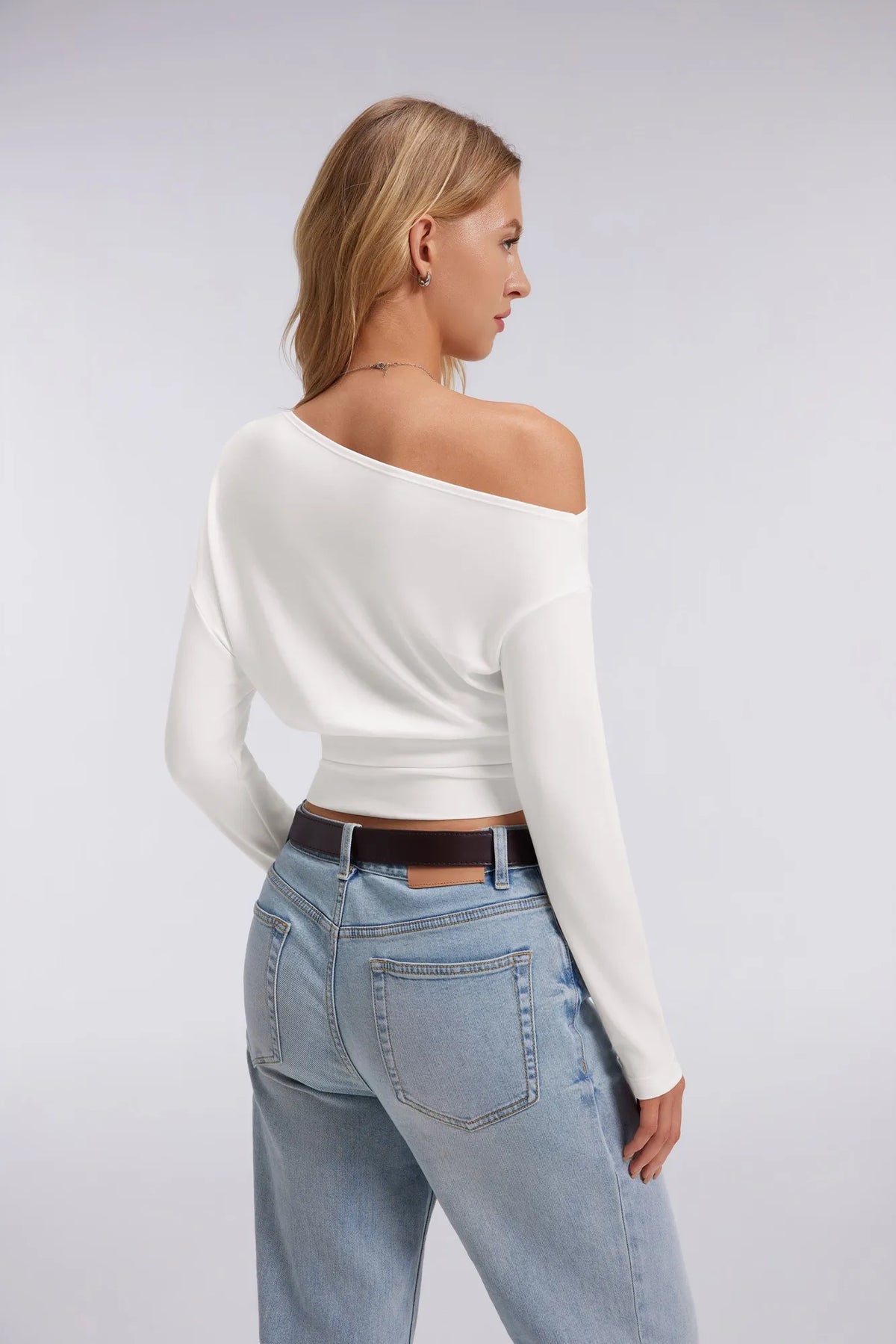 Cinched Waist Off the Shoulder Tops - Long Sleeve