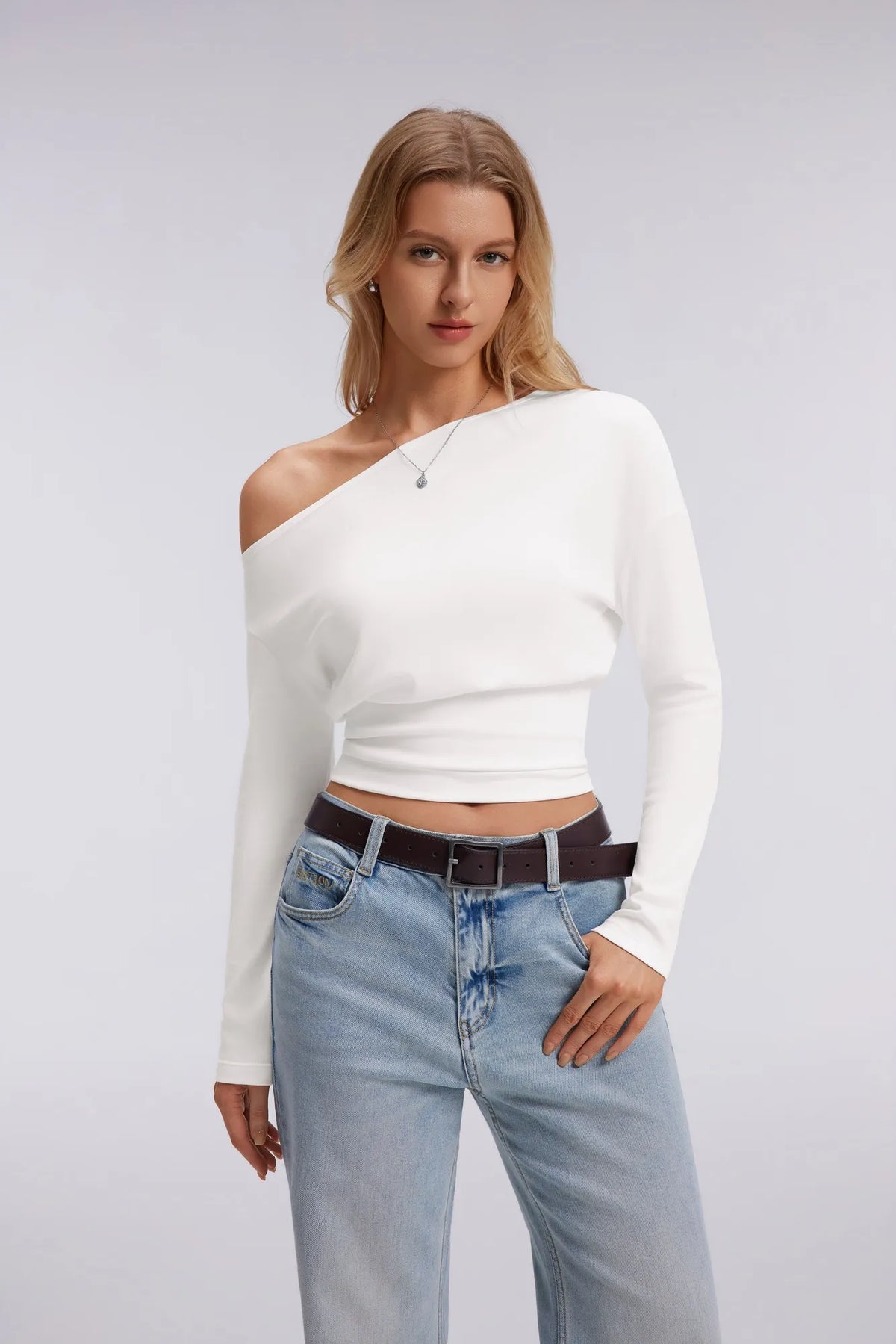 Cinched Waist Off the Shoulder Tops - Long Sleeve