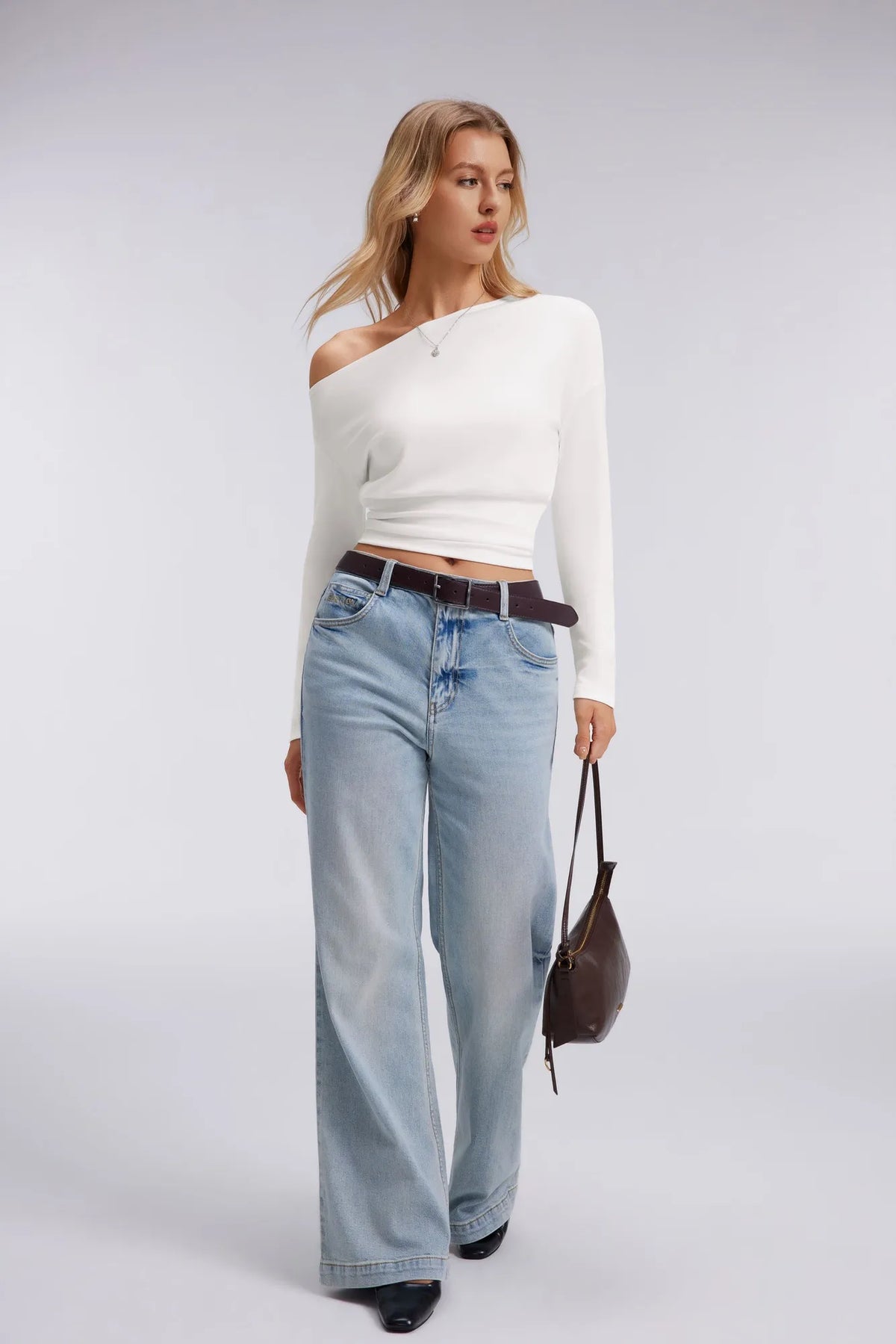 Cinched Waist Off the Shoulder Tops - Long Sleeve