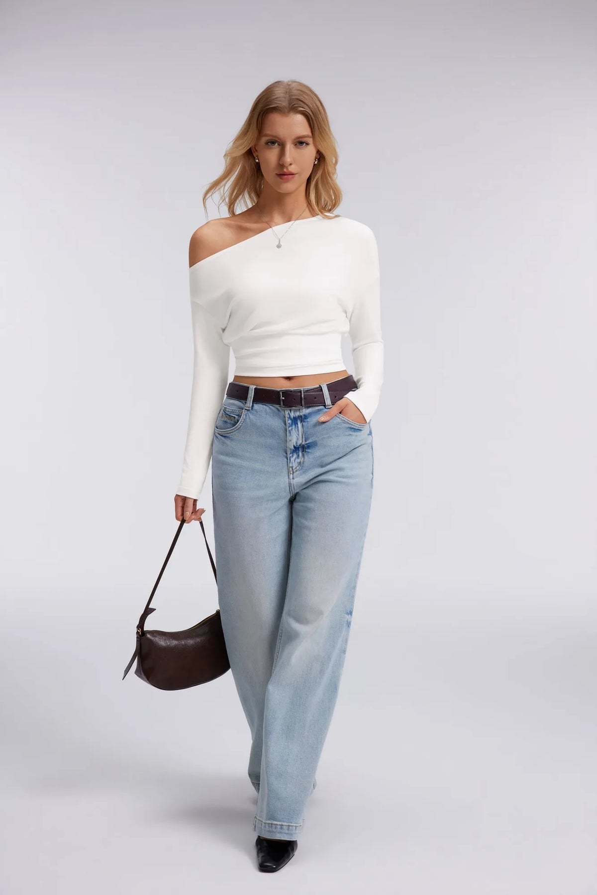 Cinched Waist Off the Shoulder Tops - Long Sleeve