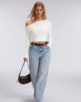 Cinched Waist Off the Shoulder Tops - Long Sleeve