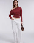 Cinched Waist Off the Shoulder Tops - Long Sleeve