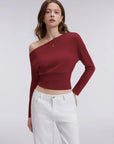 Cinched Waist Off the Shoulder Tops - Long Sleeve