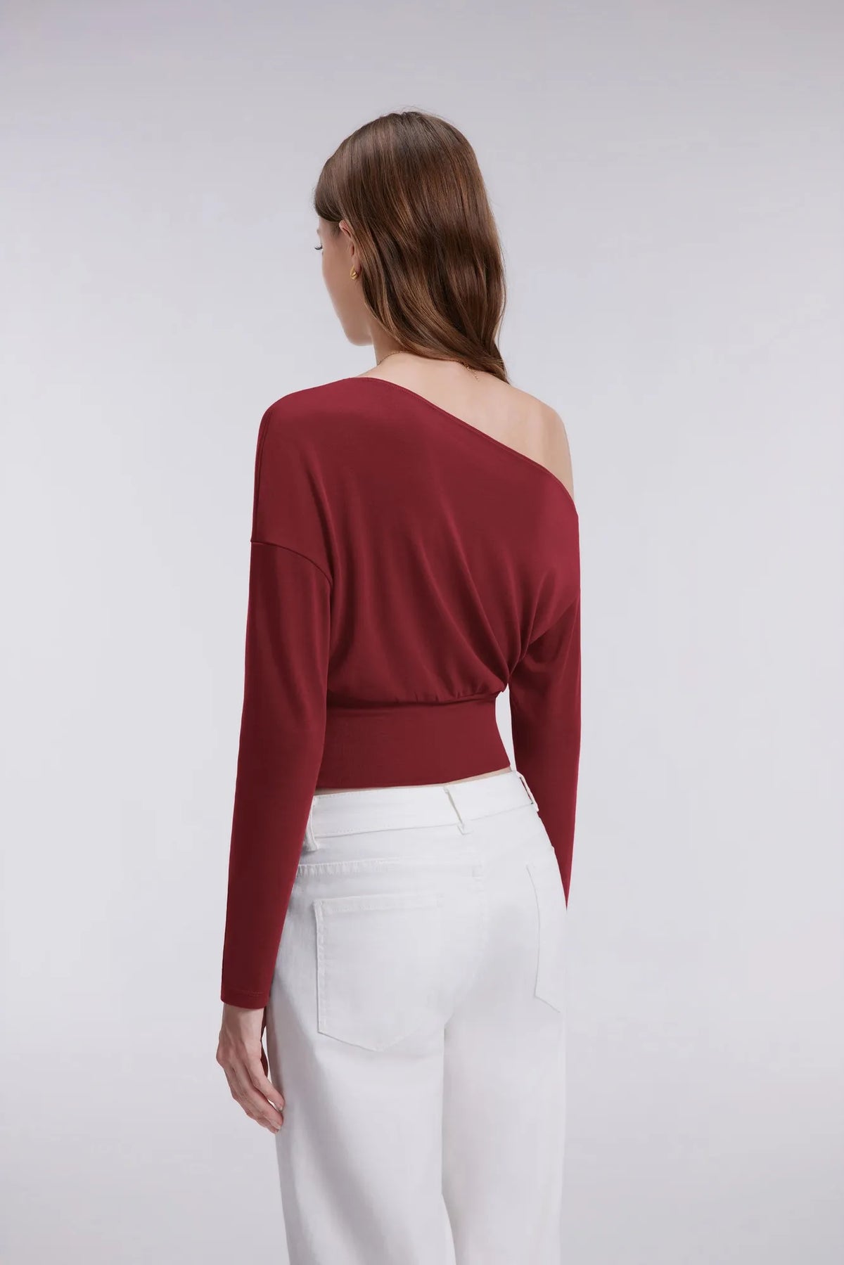 Cinched Waist Off the Shoulder Tops - Long Sleeve
