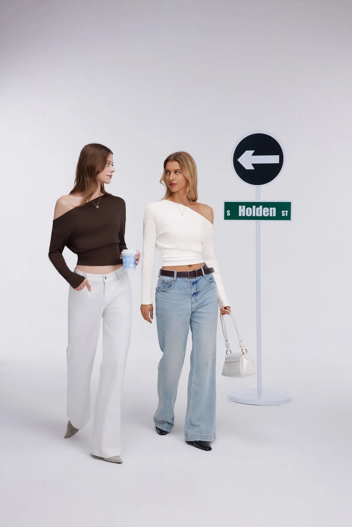 Cinched Waist Off the Shoulder Tops - Long Sleeve