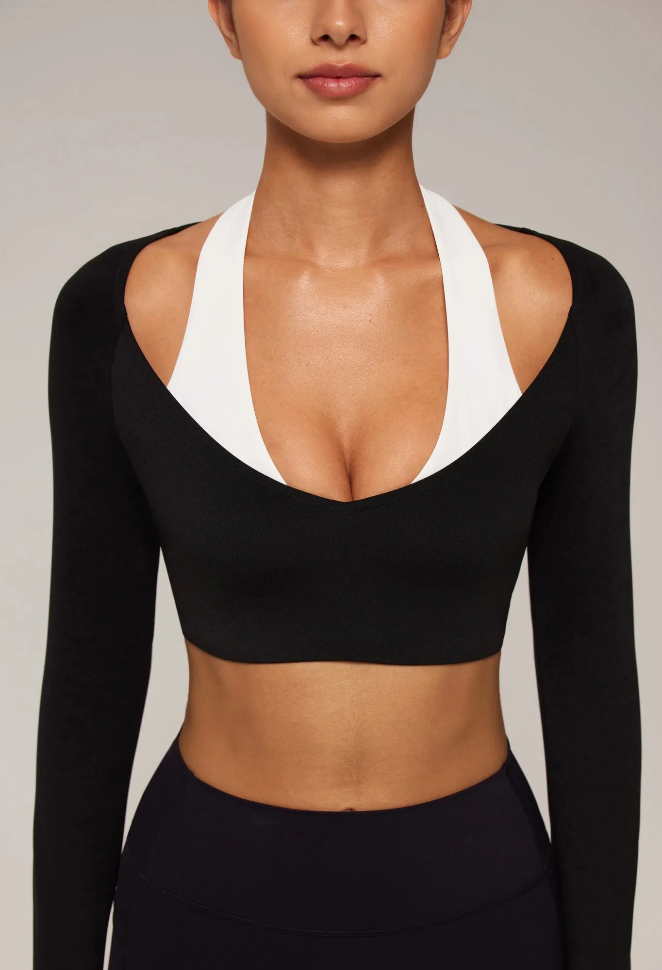 Pilates Crop Top Halter Top - Long Sleeve-SUUKSESS-SUUKSESS